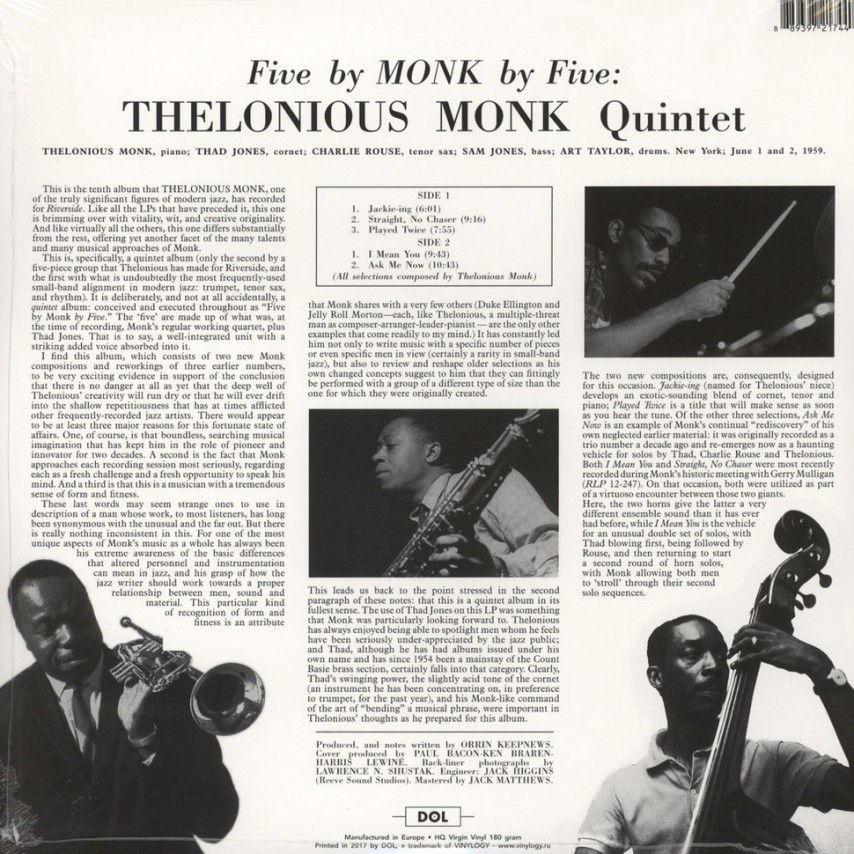 Thelonious Monk Quartet - 5 By Monk By 5