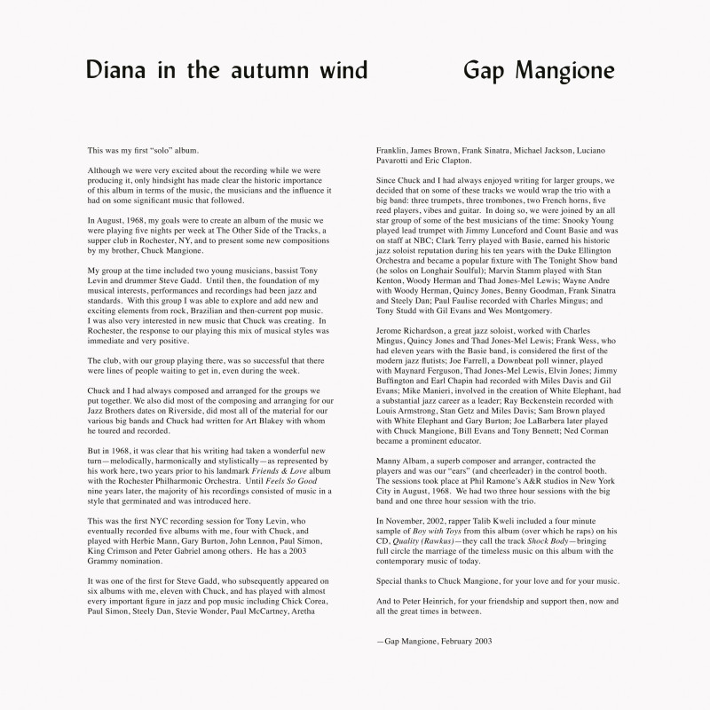 Gap Mangione - Diana In The Autumn Wind (Black Vinyl)